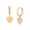 Dainty Heart Disc Dangle Drop Earrings In 14K Gold