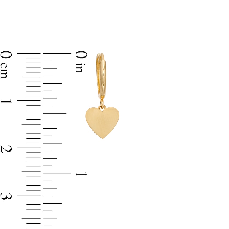 Main Image 3 of Dainty Heart Disc Dangle Drop Earrings in 14K Gold