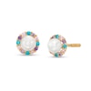 Thumbnail Image 1 of Child's 3.0mm Freshwater Cultured Pearl and Multi-Color Cubic Zirconia Frame Stud Earrings in 14K Gold
