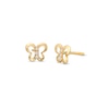 Child's Cubic Zirconia Trio Butterfly Outline Stud Earrings In 14K Gold