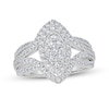 Thumbnail Image 1 of 2-1/2 CT. T.W. Marquise-Shaped Multi-Diamond Frame Multi-Row Split Shank Engagement Ring in 14K White Gold
