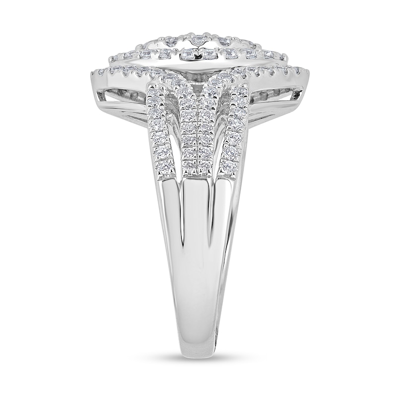 Main Image 2 of 2-1/2 CT. T.W. Marquise-Shaped Multi-Diamond Frame Multi-Row Split Shank Engagement Ring in 14K White Gold