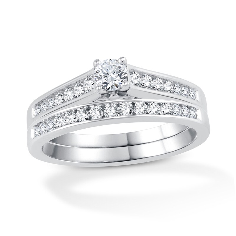 Main Image 1 of 5/8 CT. T.W. Diamond Bridal Set in 14K White Gold