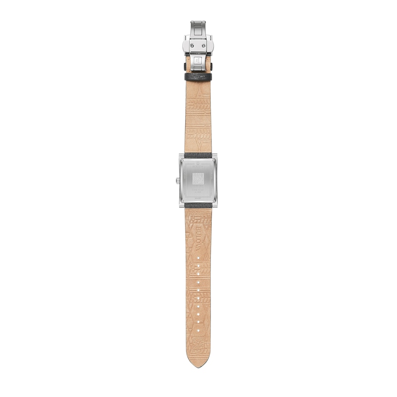 Main Image 4 of Men's Bulova Frank Lloyd Wright Grey Leather Strap Watch with Rectangular Blue Dial (Model: 96A287)