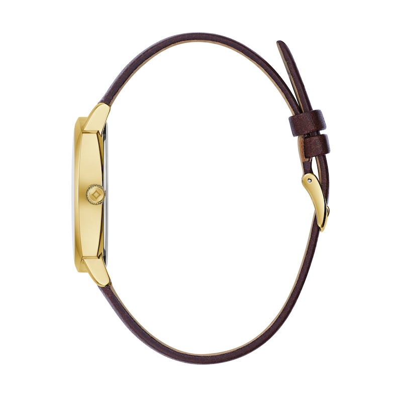 Main Image 2 of Men's Bulova Frank Lloyd Wright Gold-Tone Brown Leather Strap Watch with Grey Dial (Model: 97A173)