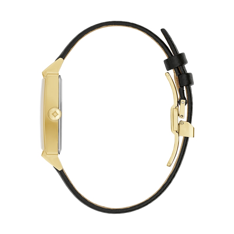 Main Image 2 of Men's Bulova Frank Lloyd Wright Gold-Tone Black Leather Strap Watch with Rectangular Dial (Model: 97A176)
