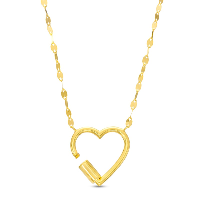 Main Image 2 of Carabiner Heart with Mirror Flat-Link Chain Necklace in 10K Gold