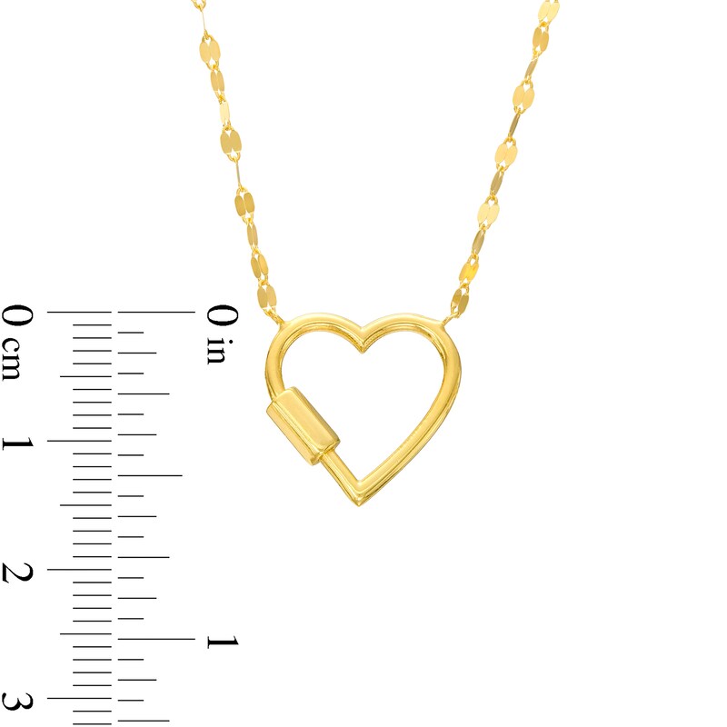 Main Image 3 of Carabiner Heart with Mirror Flat-Link Chain Necklace in 10K Gold