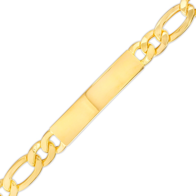 Main Image 1 of Men's ID with Figaro Chain Bracelet in 10K Gold – 8.5"