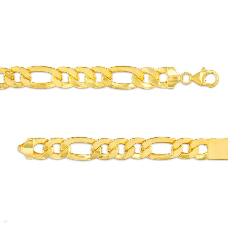 Men's ID with Figaro Chain Bracelet in 10K Gold – 8.5"