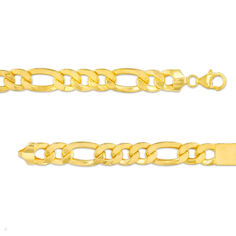 Main Image 2 of Men's ID with Figaro Chain Bracelet in 10K Gold – 8.5"