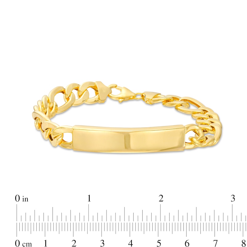 Main Image 3 of Men's ID with Figaro Chain Bracelet in 10K Gold – 8.5"