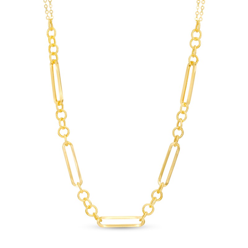 Main Image 1 of 5.6mm Alternating Paper Clip Link and Rolo Chain Necklace in Solid 10K Gold - 18"
