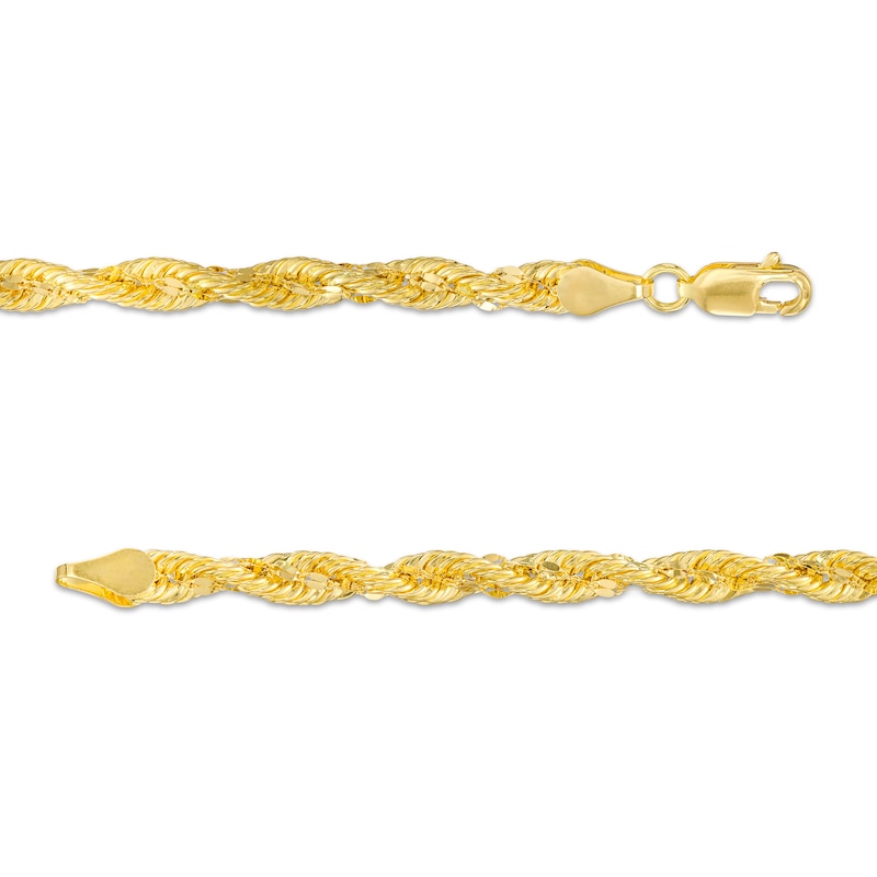 Main Image 2 of 4.0mm Glitter Rope Chain Bracelet in Hollow 10K Gold – 7.5"