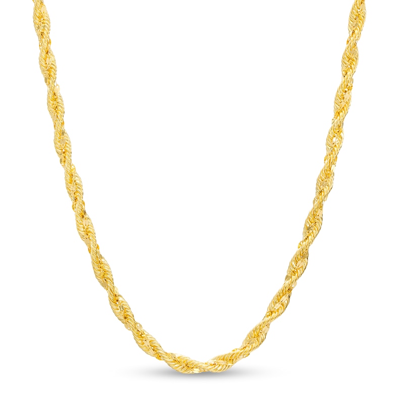 4.0mm Glitter Rope Chain Necklace in Hollow 10K Gold - 18"