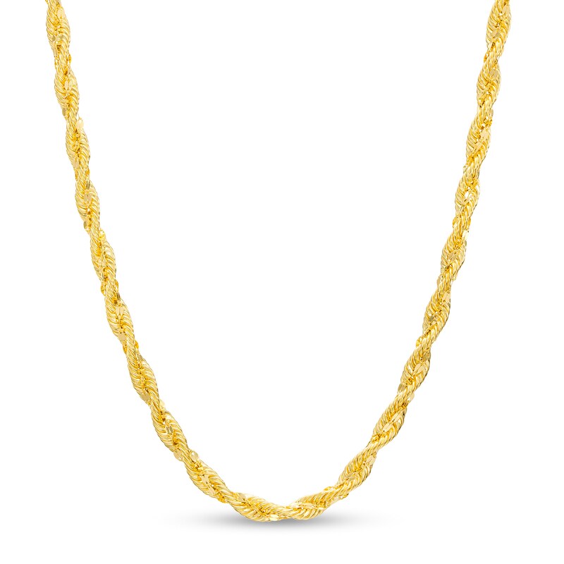 Main Image 1 of 4.0mm Glitter Rope Chain Necklace in Hollow 10K Gold - 18"