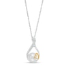 Thumbnail Image 1 of 8.0mm Button Freshwater Cultured Pearl and White Lab-Created Sapphire Pendant in Sterling Silver and 18K Gold