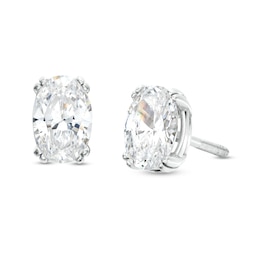 1 CT. T.W. Certified Oval Lab-Created Diamond Stud Earrings in 14K White Gold (F/SI2)