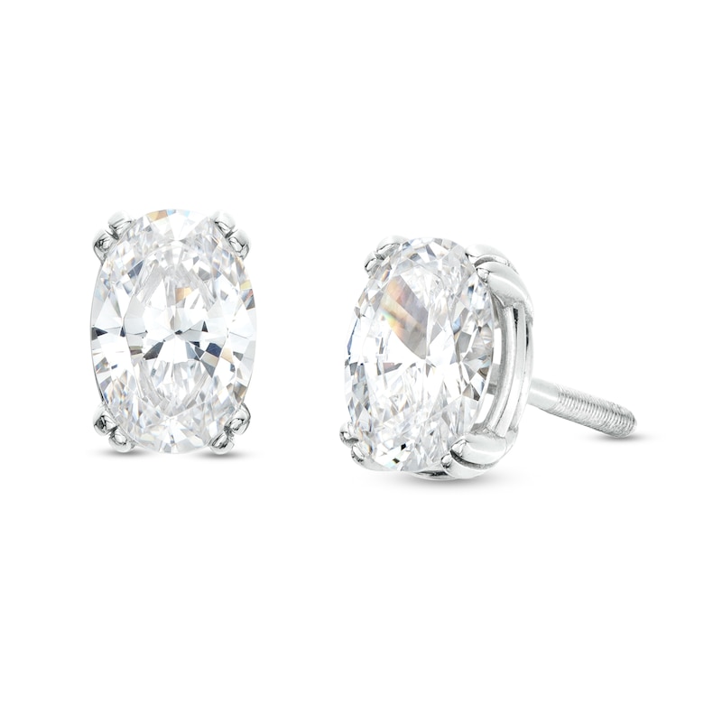 Main Image 1 of 1 CT. T.W. Certified Oval Lab-Grown Diamond Stud Earrings in 14K White Gold (F/SI2)