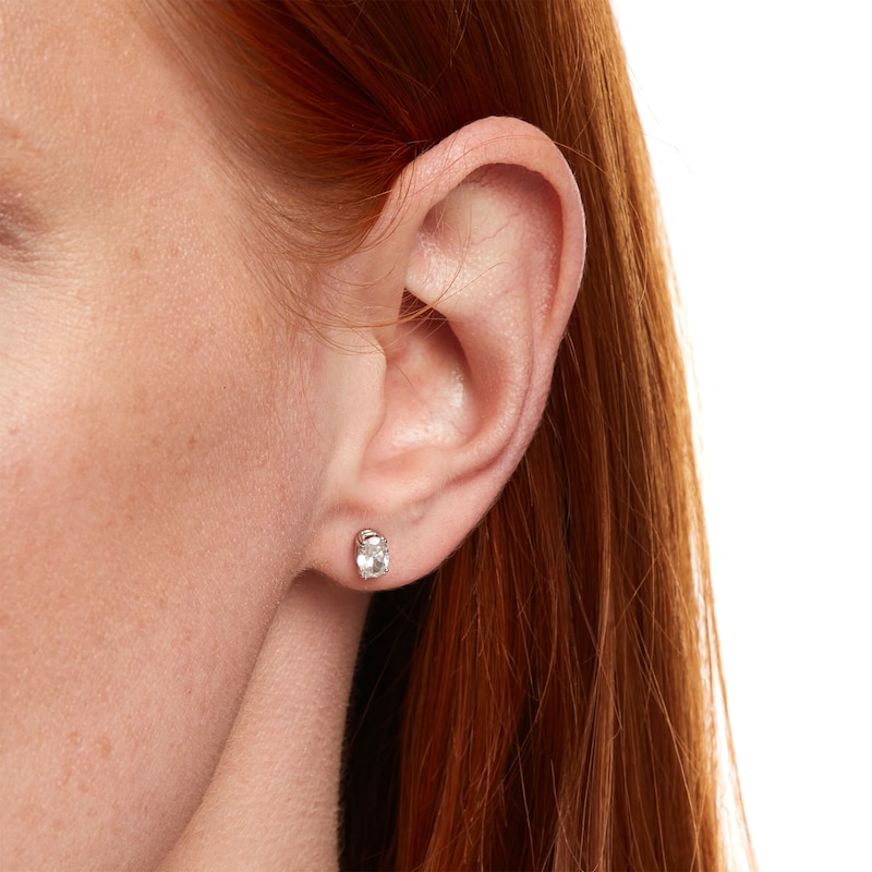 Main Image 2 of 1 CT. T.W. Certified Oval Lab-Grown Diamond Stud Earrings in 14K White Gold (F/SI2)