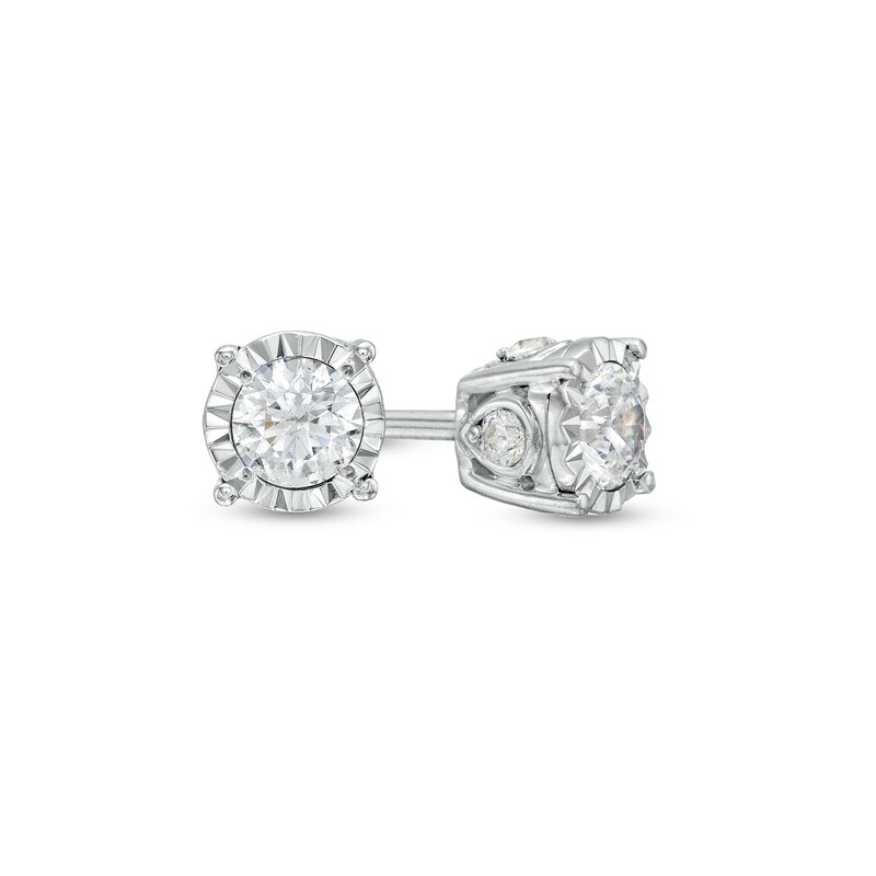 Main Image 1 of 1/2 CT. T.W. Diamond Solitaire Stud Earrings in 10K White Gold (J/I3)