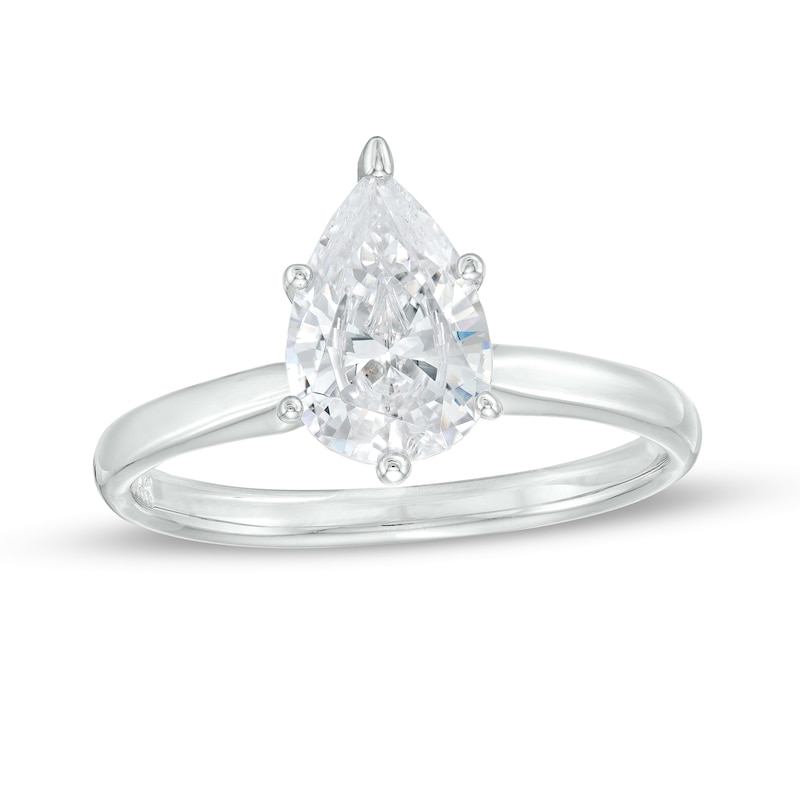 Main Image 1 of 1-1/2 CT. Certified Pear-Shaped Lab-Grown Diamond Solitaire Engagement Ring in 14K White Gold (F/VS2)
