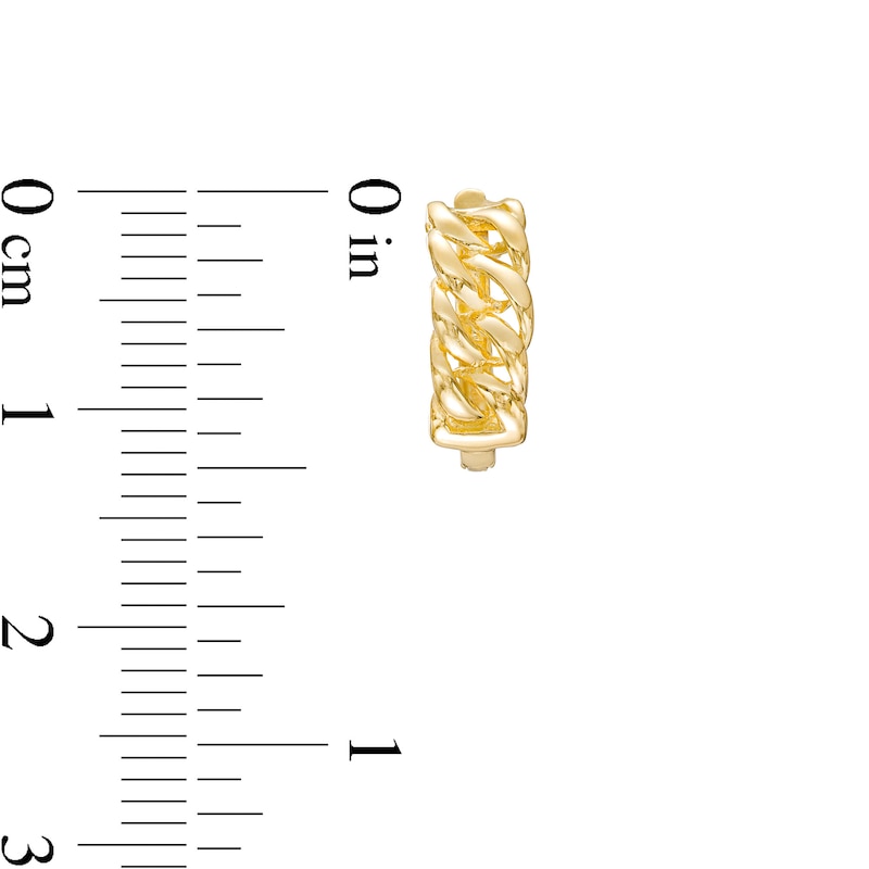 Main Image 3 of Curb-Style Chain Link Huggie Hoop Earrings in 14K Gold