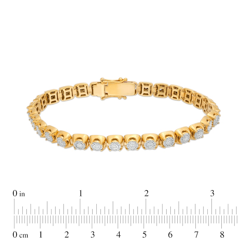 Main Image 4 of Men's 1-1/4 CT. T.W. Multi-Diamond Tennis Bracelet in 10K Gold - 8.5"