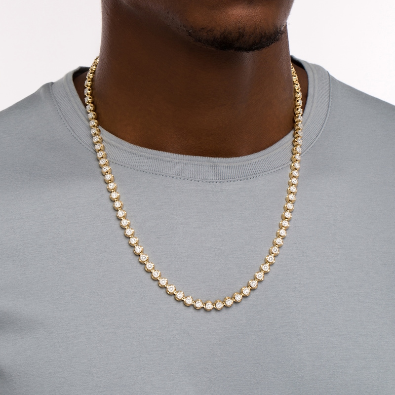 Main Image 2 of Men's 2-1/2 CT. T.W. Multi-Diamond Tennis Necklace in 10K Gold – 22.5"