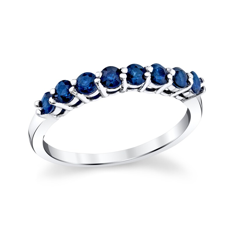 Main Image 1 of Blue Sapphire Eight Stone Band in 14K White Gold