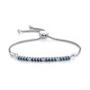 Thumbnail Image 1 of Blue Sapphire and 1/10 CT. T.W. Diamond Alternating Bolo Bracelet in Sterling Silver – 12"