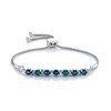 Thumbnail Image 1 of Oval Blue Sapphire and 1/15 CT. T.W. Diamond Alternating Bolo Bracelet in Sterling Silver – 12"