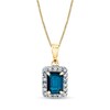 Thumbnail Image 0 of Emerald-Cut Blue Sapphire and 1/5 CT. T.W. Diamond Frame Pendant in 14K Gold