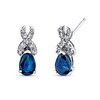 Thumbnail Image 1 of Pear-Shaped Blue Sapphire and 1/8 CT. T.W. Diamond Twist Stud Earrings in 14K White Gold
