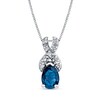 Pear-Shaped Blue Sapphire And 1/10 CT. T.W. Diamond Twist Bail Pendant In 14K White Gold