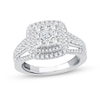 Thumbnail Image 1 of 1 CT. T.W. Cushion-Shaped Multi-Diamond Double Frame Triple Row Engagement Ring in 14K White Gold