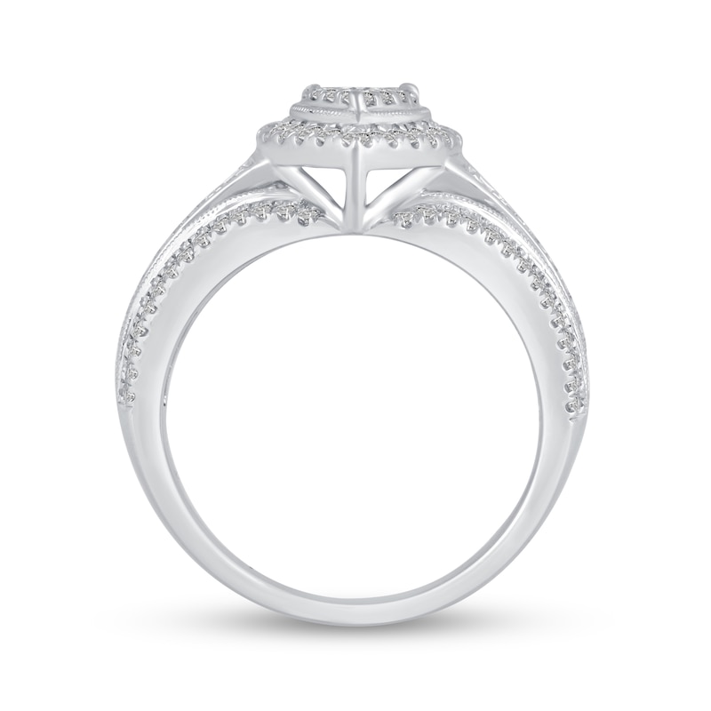 Main Image 2 of 5/8 CT. T.W. Diamond Double Pear-Shaped Frame Split Shank Engagement Ring in 10K White Gold