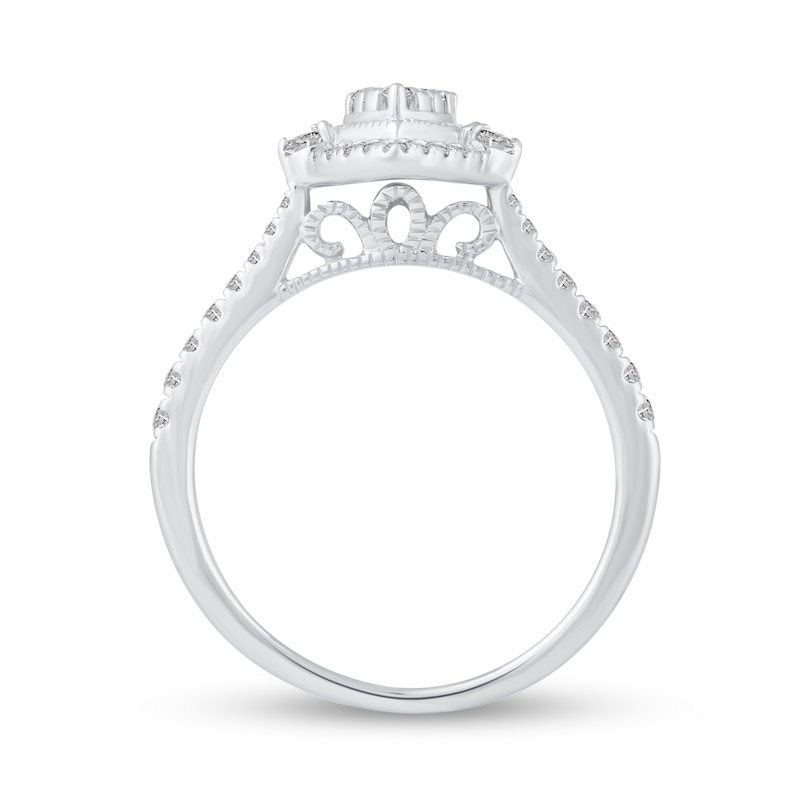 Main Image 2 of 1/2 CT. T.W. Pear-Shaped Multi-Diamond Frame Engagement Ring in 14K White Gold