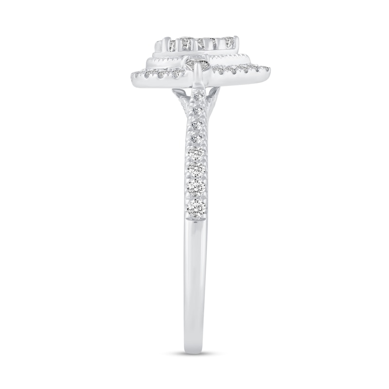 Main Image 3 of 1/2 CT. T.W. Pear-Shaped Multi-Diamond Frame Engagement Ring in 14K White Gold