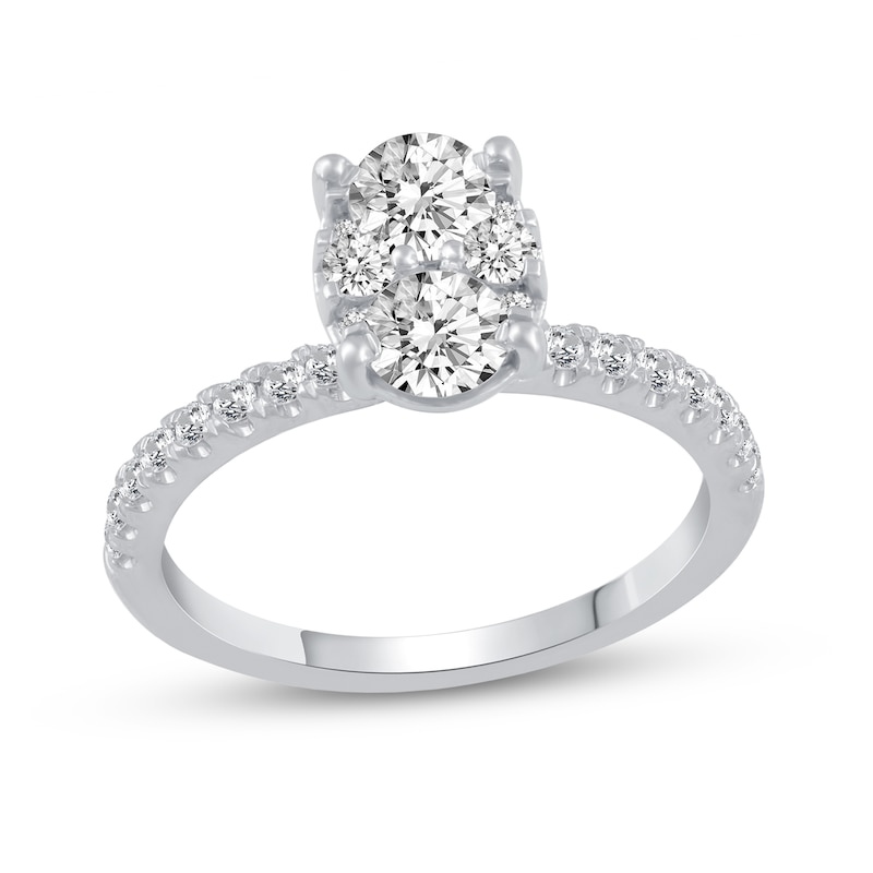 Main Image 1 of 1 CT. T.W. Oval-Shaped Multi-Diamond Engagement Ring in 14K White Gold