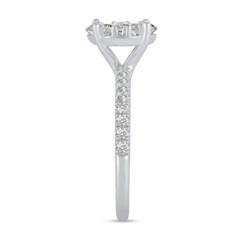 Main Image 3 of 1 CT. T.W. Oval-Shaped Multi-Diamond Engagement Ring in 14K White Gold