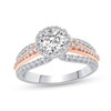 Thumbnail Image 1 of 1-1/6 CT. T.W. Diamond Frame Triple Row Split Shank Engagement Ring in 14K Two-Tone Gold
