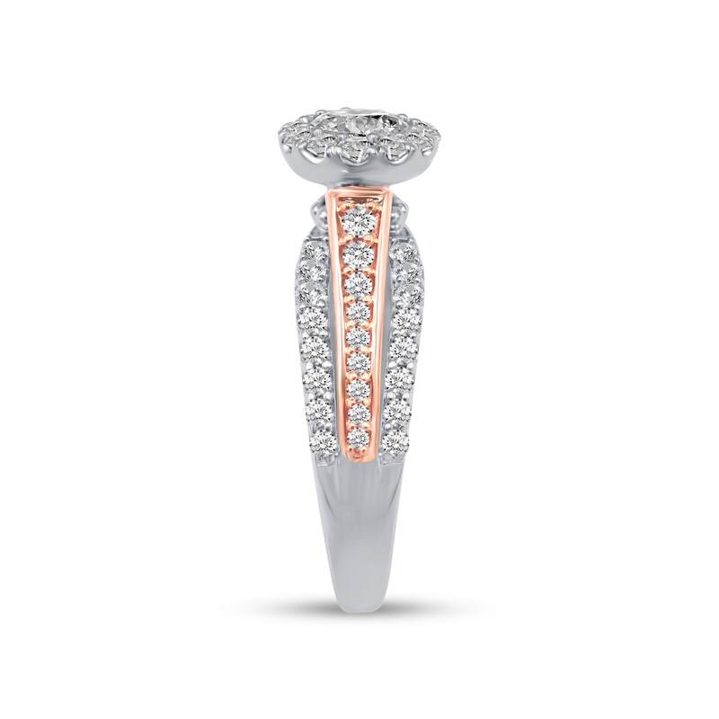 Main Image 3 of 1-1/6 CT. T.W. Diamond Frame Triple Row Split Shank Engagement Ring in 14K Two-Tone Gold