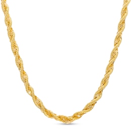 Men's 4.0mm Glitter Rope Chain Necklace in Hollow 10K Gold – 22&quot;