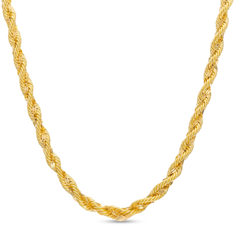 Men's 4.0mm Glitter Rope Chain Necklace in Hollow 10K Gold – 22"