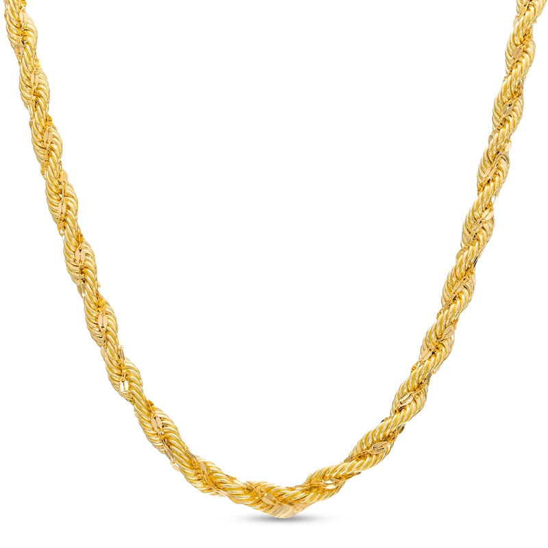Main Image 1 of Men's 4.0mm Glitter Rope Chain Necklace in Hollow 10K Gold – 22"