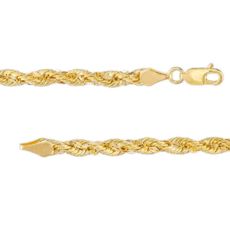Main Image 3 of Men's 4.0mm Glitter Rope Chain Necklace in Hollow 10K Gold – 22"