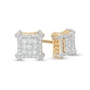 Thumbnail Image 1 of Men's 1/2 CT. T.W. Square-Shaped Multi-Diamond Concave Frame Stud Earrings in 10K Gold