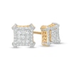 Men's 1/2 CT. T.W. Square-Shaped Multi-Diamond Concave Frame Stud Earrings In 10K Gold