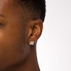 Thumbnail Image 2 of Men's 1/2 CT. T.W. Square-Shaped Multi-Diamond Concave Frame Stud Earrings in 10K Gold